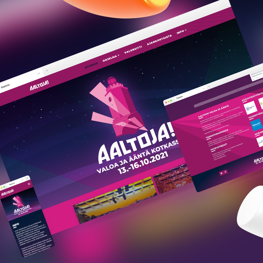 Featured image for “Aaltoja! Valoa ja ääntä – nettisivut”